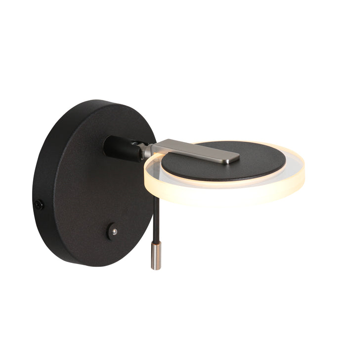 Steinhauer Turound wandlamp zwart glas kapdiameter: 11 cm