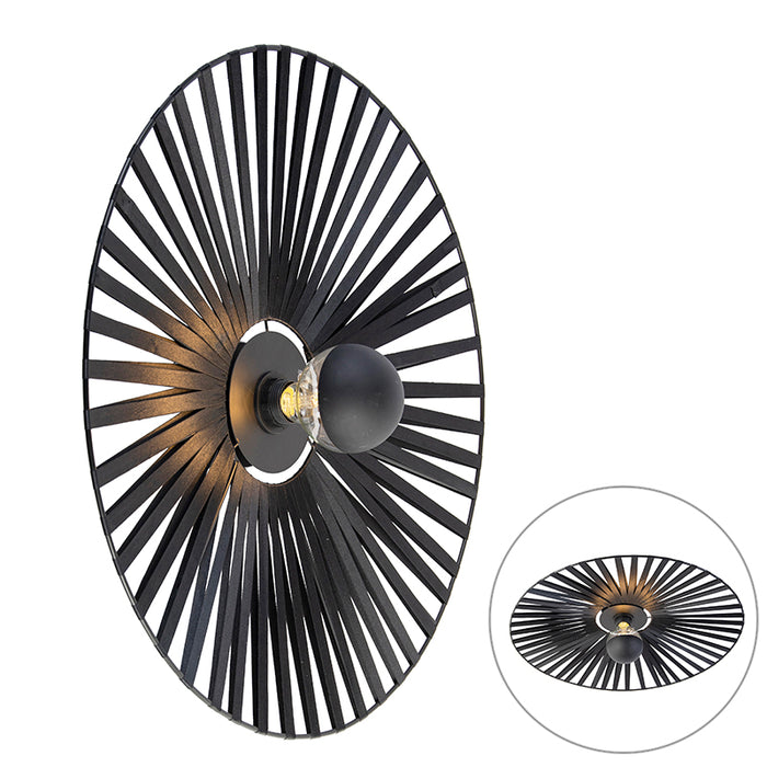 QAZQA Wandlamp leia - Zwart - Landelijk - D 60cm