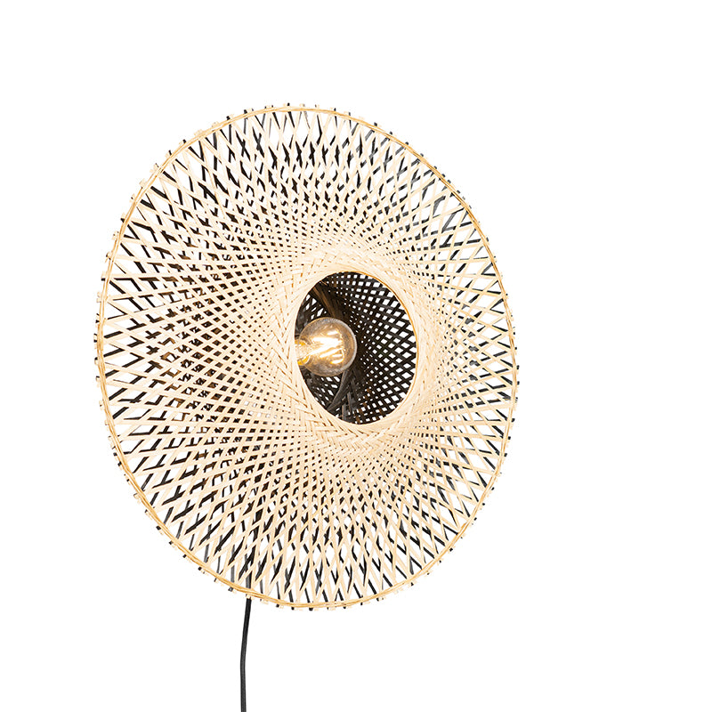 QAZQA Oosterse wandlamp bamboe 50 cm met stekker - Rina