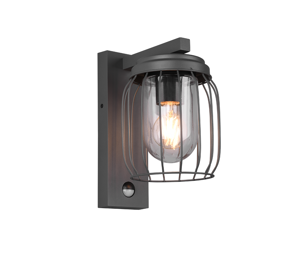 Trio Leuchten Tuela Wandlamp IP44 Bewegingssensor Antraciet