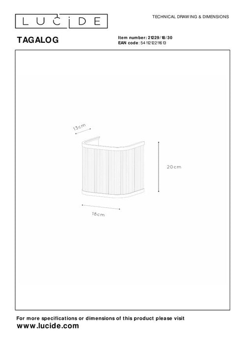 Lucide TAGALOG Wandlamp - Zwart