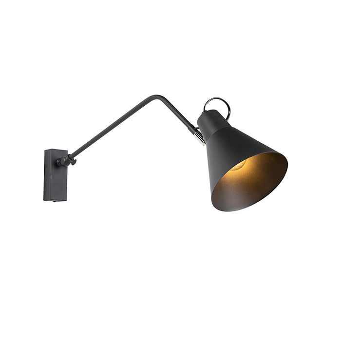 QAZQA Design wandlamp zwart verstelbaar - Luna