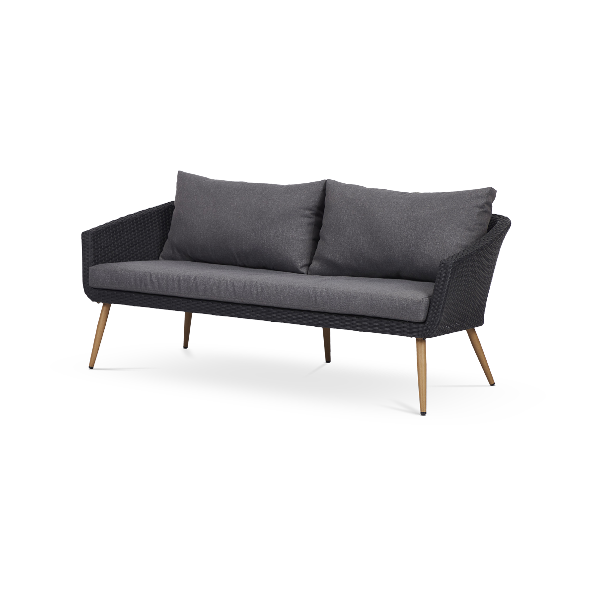 Lisomme Fien rotan tuinbank zwart - Met zitkussens