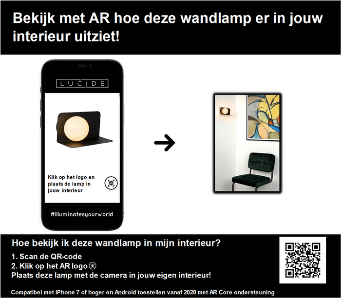 Lucide BONNI Wandlamp - Zwart