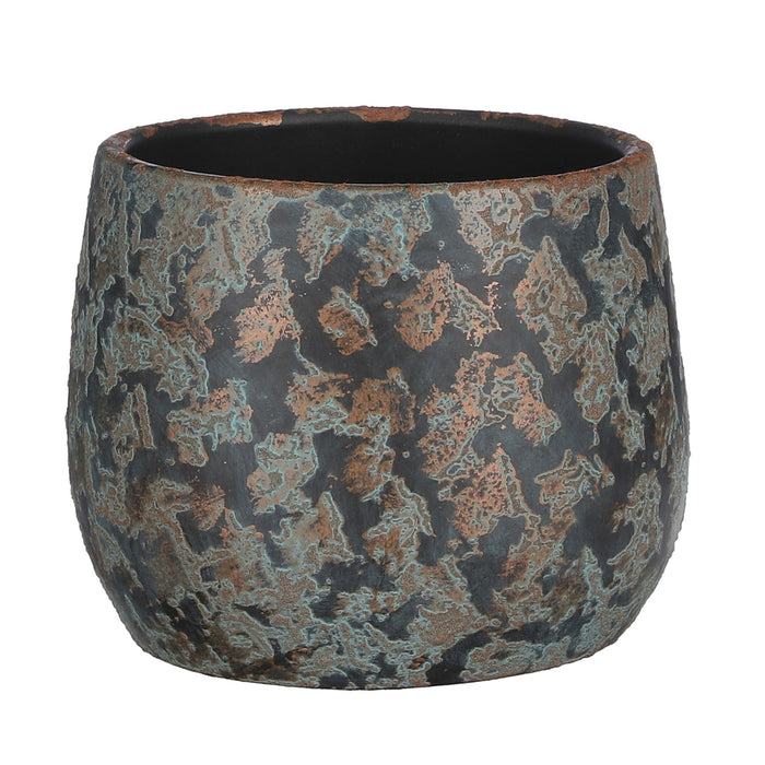 Mica Decorations Bloempot|schaal - keramiek - koper - D16 x H13cm