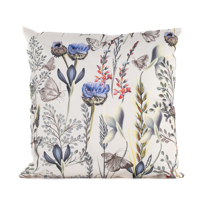 Anna's collection buitenkussen bloem - wit|paars - 45 x 45 cm