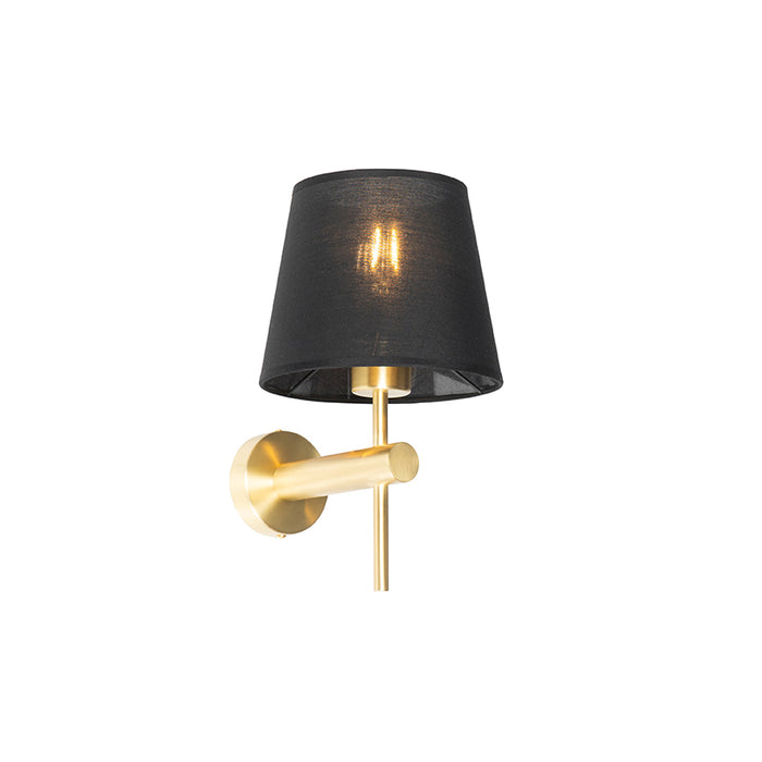 QAZQA Moderne wandlamp messing met zwart - Pluk