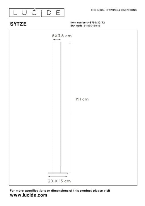 Lucide SYTZE Vloerlamp 1xGeïntegreerde LED - Naturel