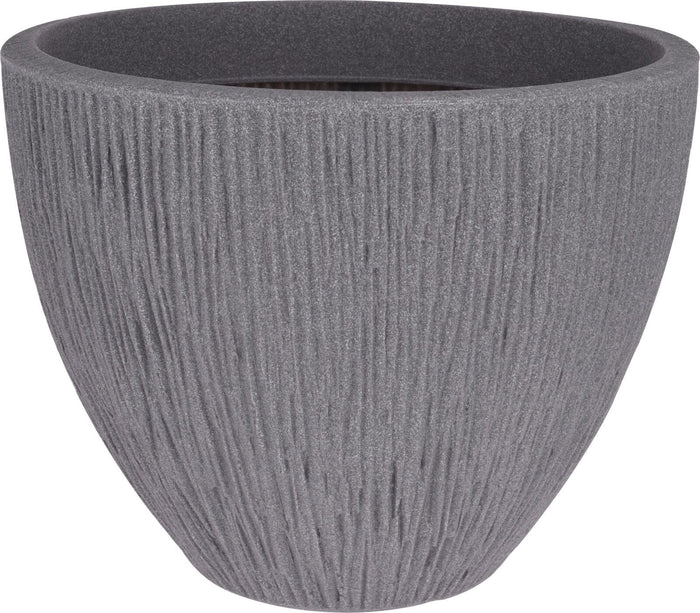 Pro Garden Bloempot geribbeld Lava 31cm Grijs