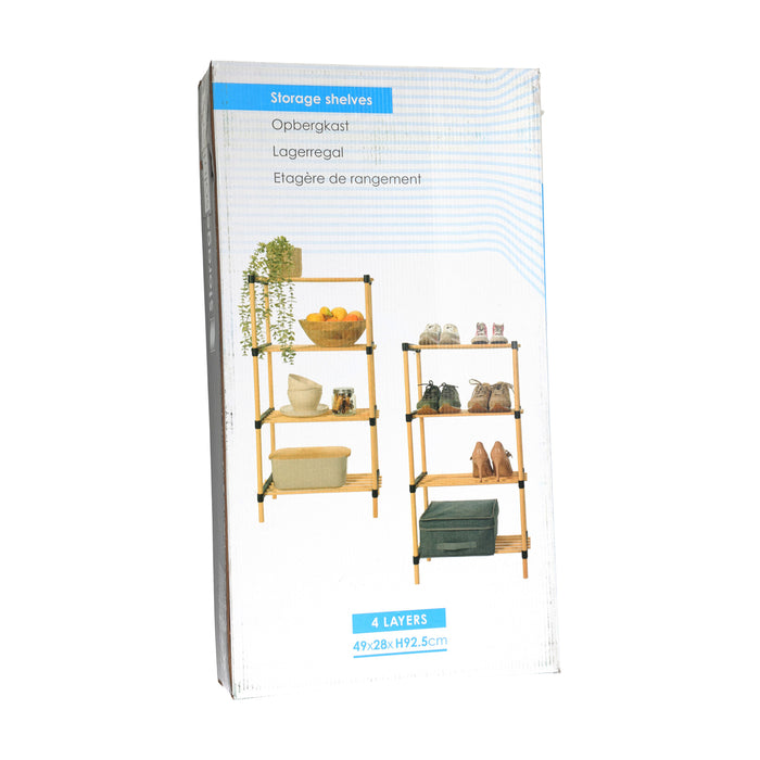 H&S Collection Schoenenrek - 4-laags - hout - 49x28x93 cm