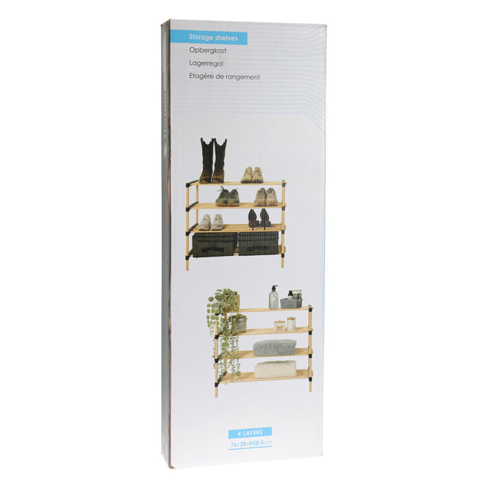 H&S Collection Schoenenrek - 4-laags - hout - 76 x 28 x 59 cm