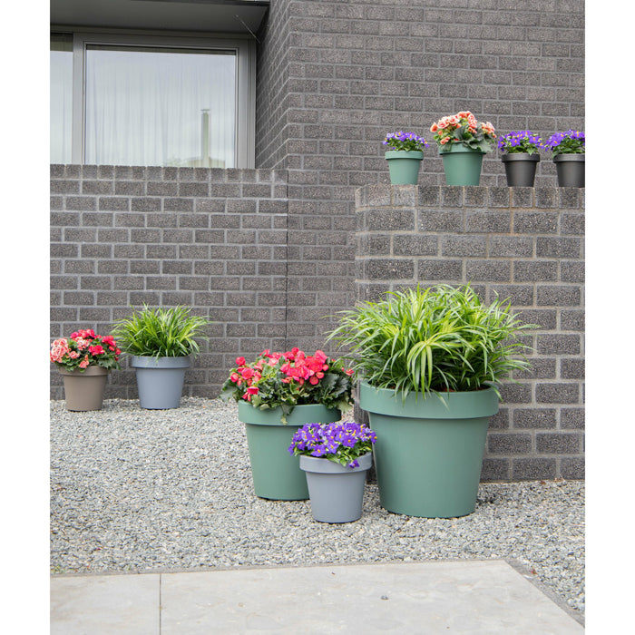 Mega Collections Plantenpot|bloempot - kunststof - grijs - D30 cm