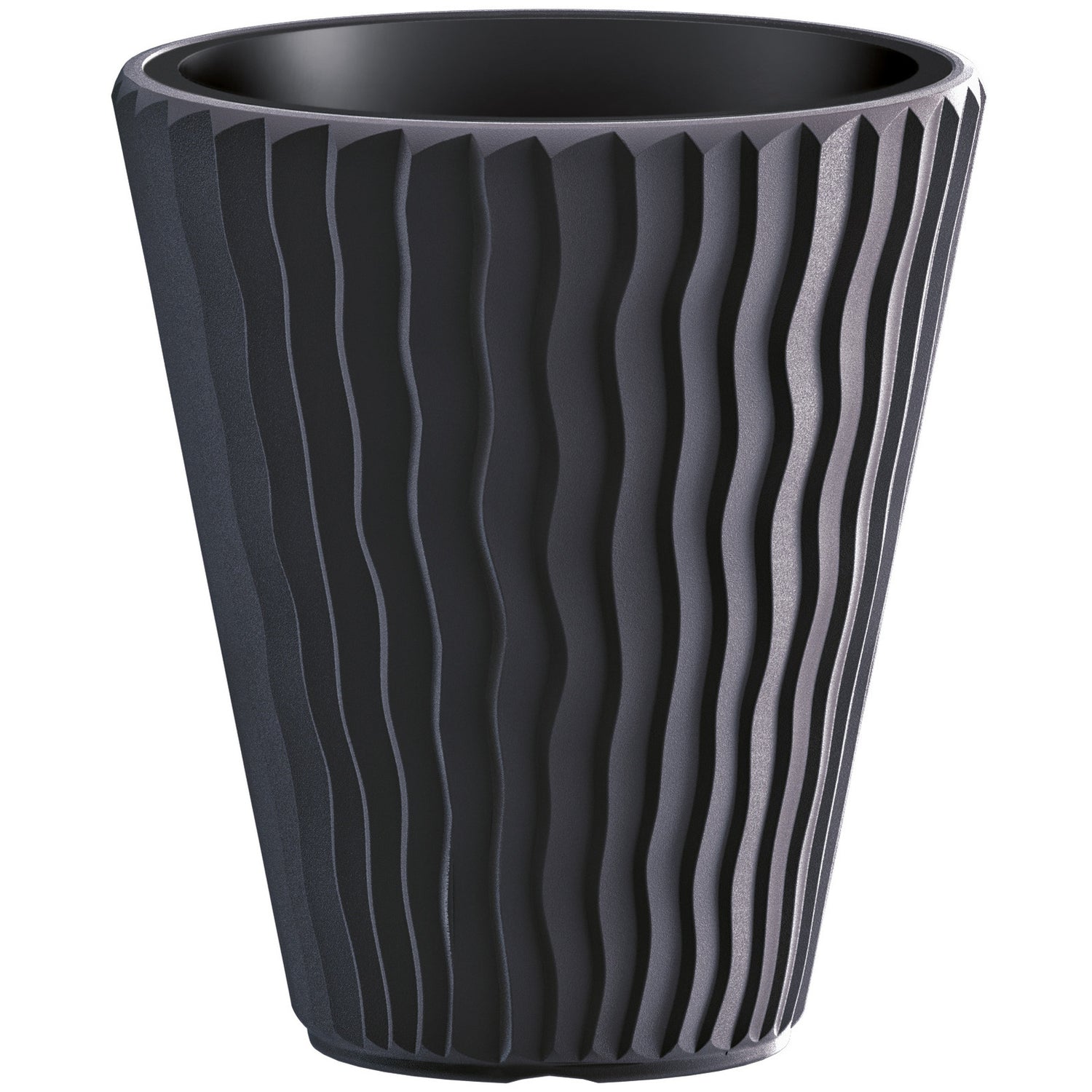 Prosperplast Plantenpot Sand Waves - kunststof - antraciet - D35 cm
