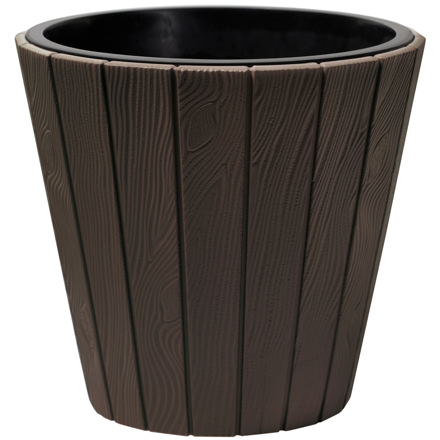 Prosperplast Plantenpot Wood Style - kunststof - donkerbruin - D40 cm