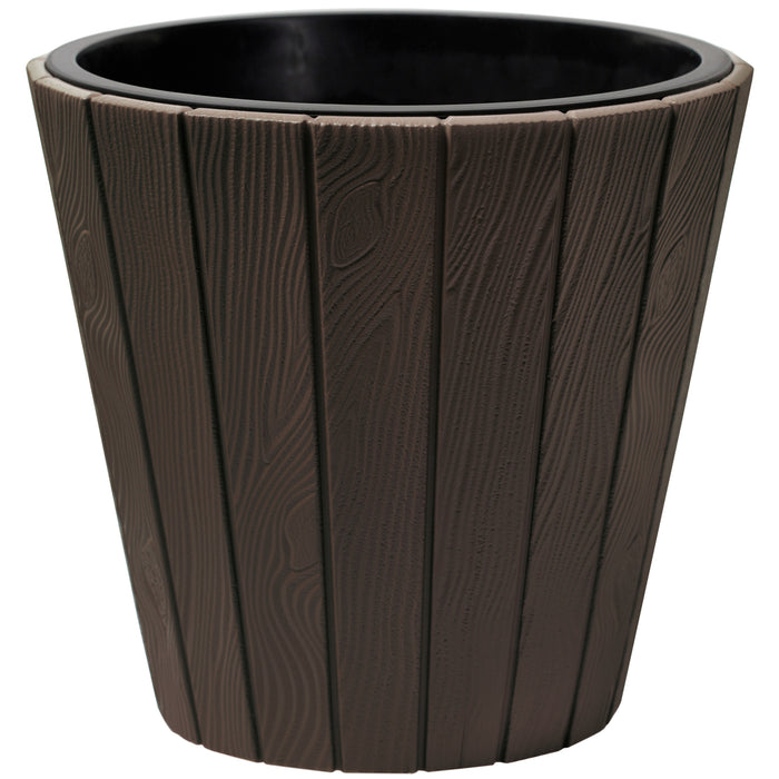Prosperplast Plantenpot Wood Style - kunststof - donkerbruin - D40 cm