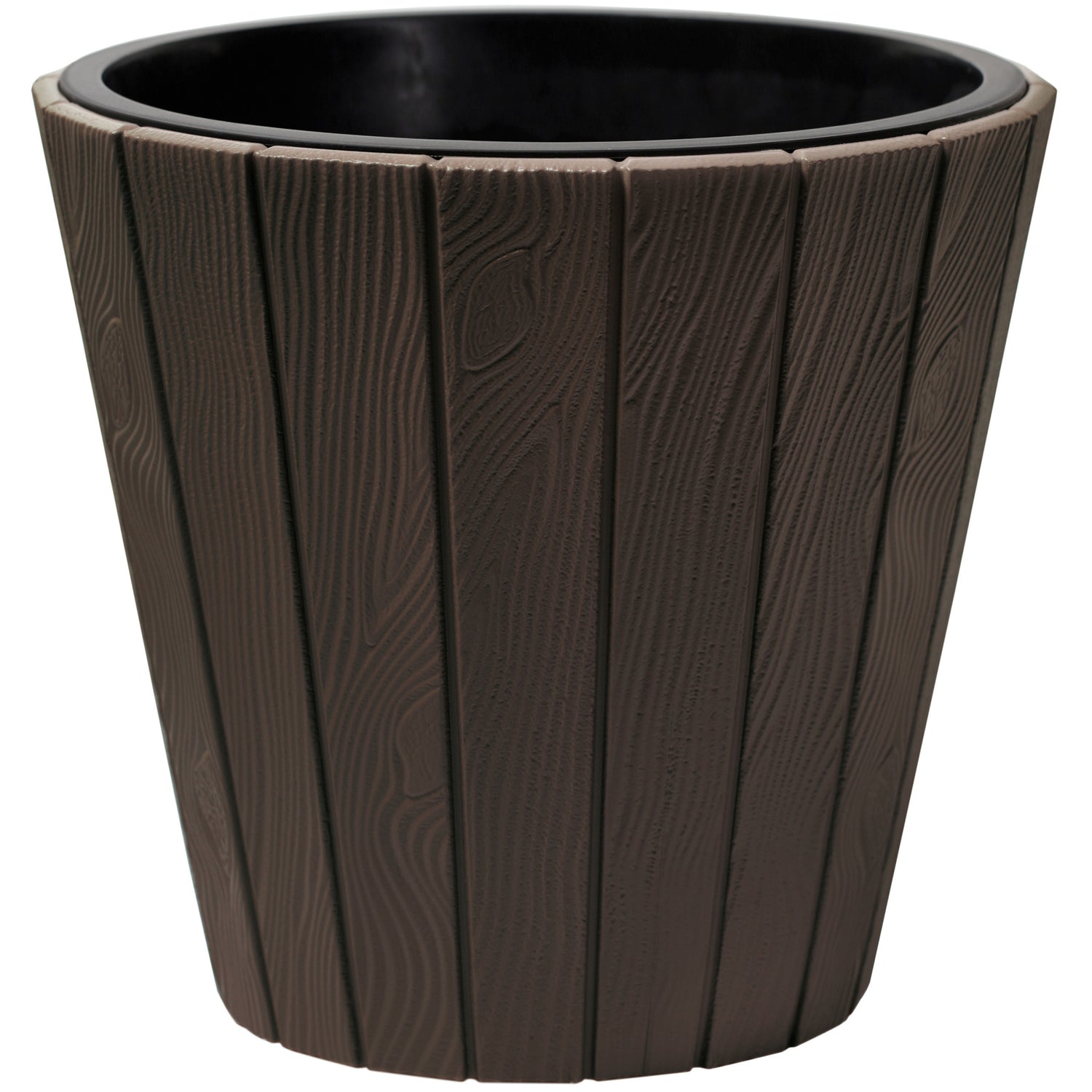 Prosperplast Plantenpot Wood Style - kunststof - donkerbruin - D35 cm