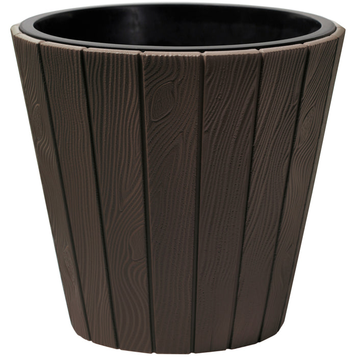 Prosperplast Plantenpot Wood Style - kunststof - donkerbruin - D35 cm