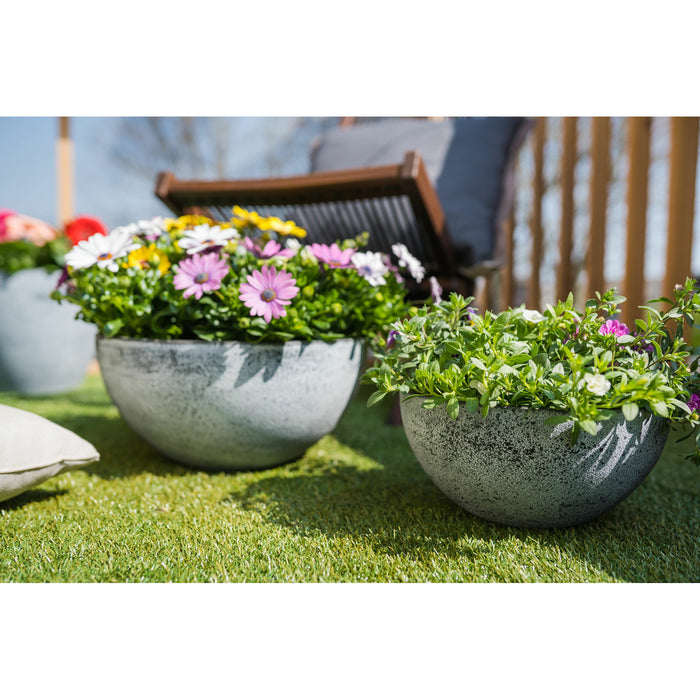 Ter Steege Bloempot schaal - kunststof - grijs - D25xH12 cm