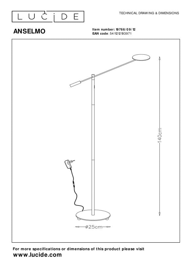 Lucide ANSELMO Leeslamp - Mat chroom