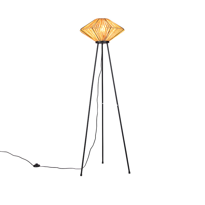 QAZQA Oosterse vloerlamp tripod rotan - Straw