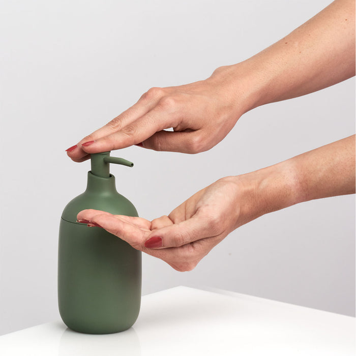 Zeller Zeeppompje|dispenser - kunststeen - salie groen - 16 cm