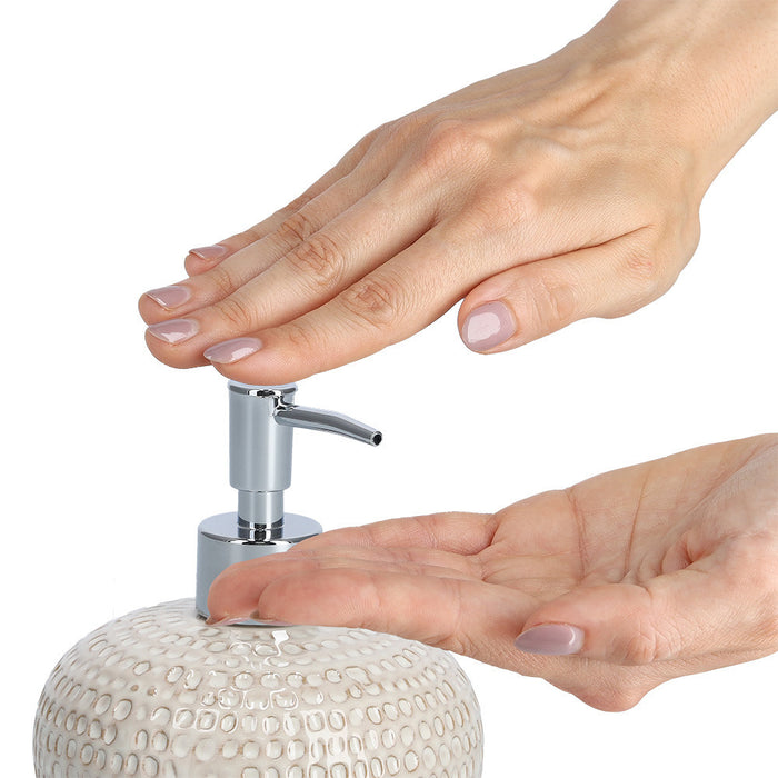 Zeller Zeeppompje - keramiek - beige - 13 cm - Structure