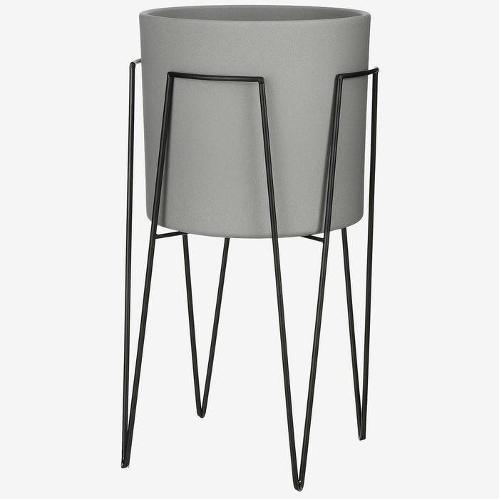 Set van 2x stuks plantenpot|bloempot plantenstandaard|verhoger zwart m