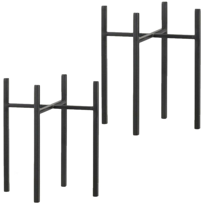 Set van 2x stuks plantenpot|bloempot plantenstandaard|verhoger zwart m