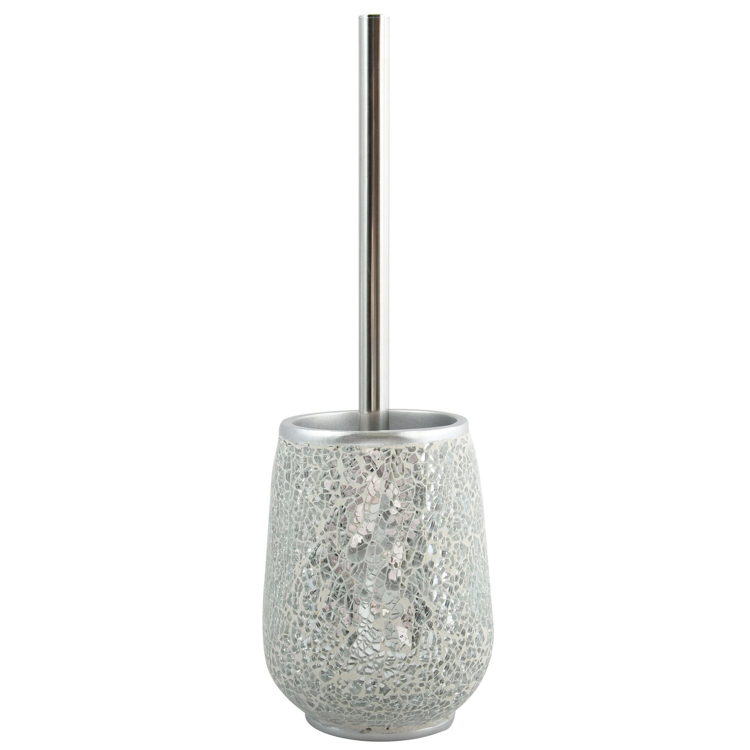 MSV Toilet|wc-borstel houder Scarlett - kunststeen - zilver - 36 cm
