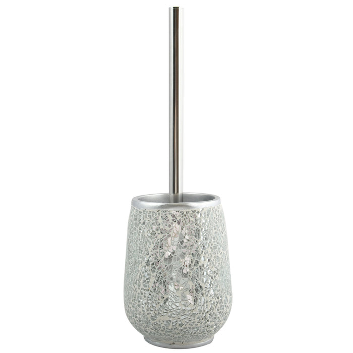 MSV Toilet|wc-borstel houder Scarlett - kunststeen - zilver - 36 cm