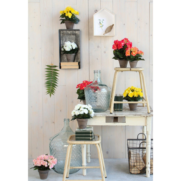 Mica Decoration Kunstplant - begonia - wit - in pot - 25 cm