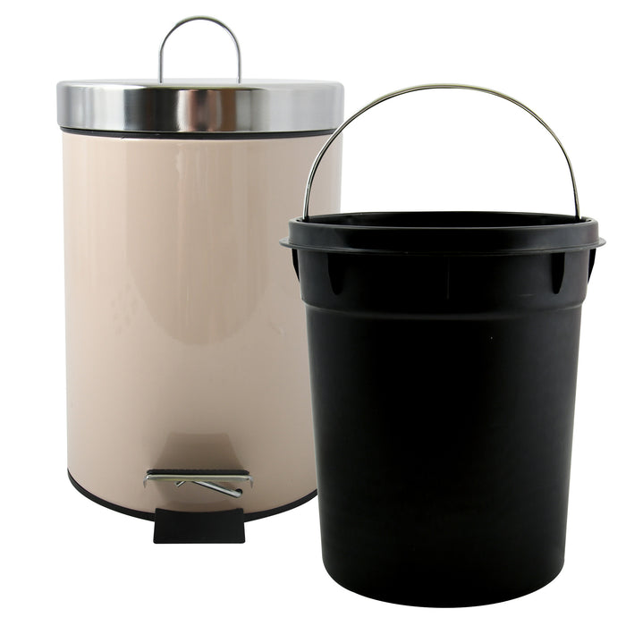 MSV badkamer|toilet pedaalemmer - beige - 3 liter - 17 x 25 cm