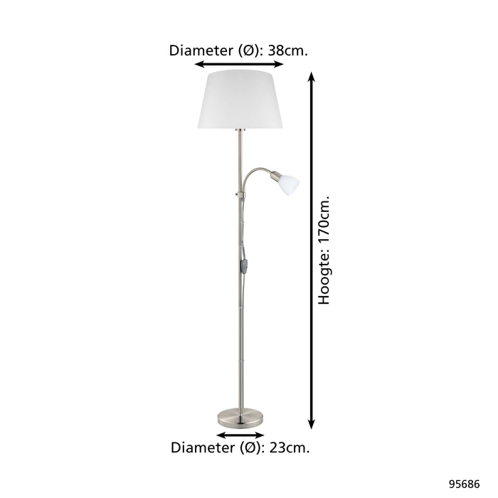EGLO Conesa Vloerlamp - E27|E14 - 170 cm - Grijs|Wit