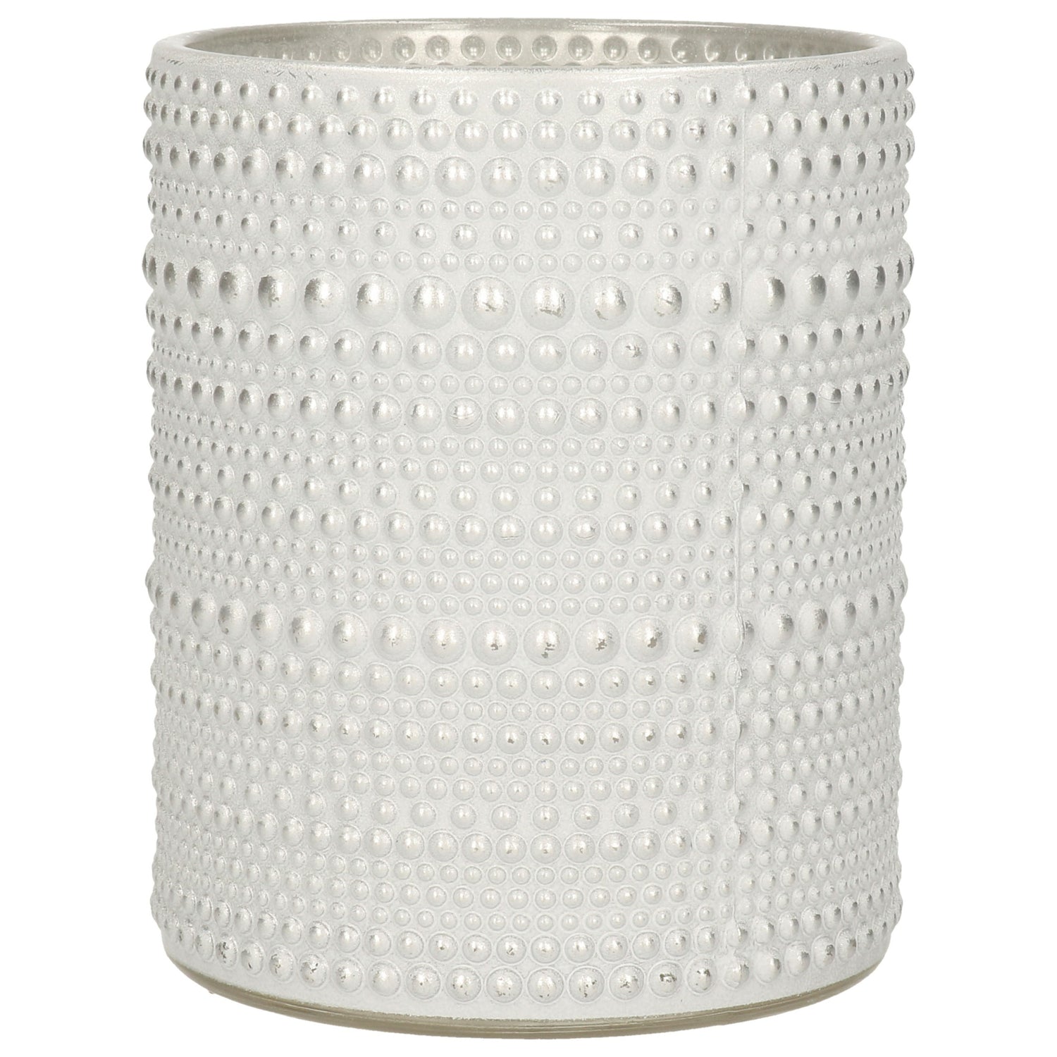 Countryfield theelichthouder|kaarsenhouder - parel wit|zilver - H12 cm