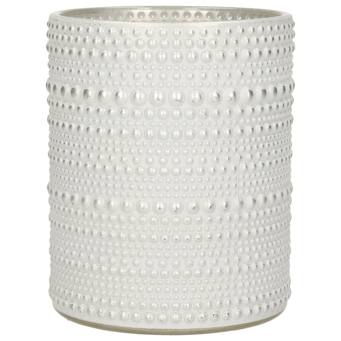 Countryfield theelichthouder|kaarsenhouder - parel wit|zilver - H12 cm