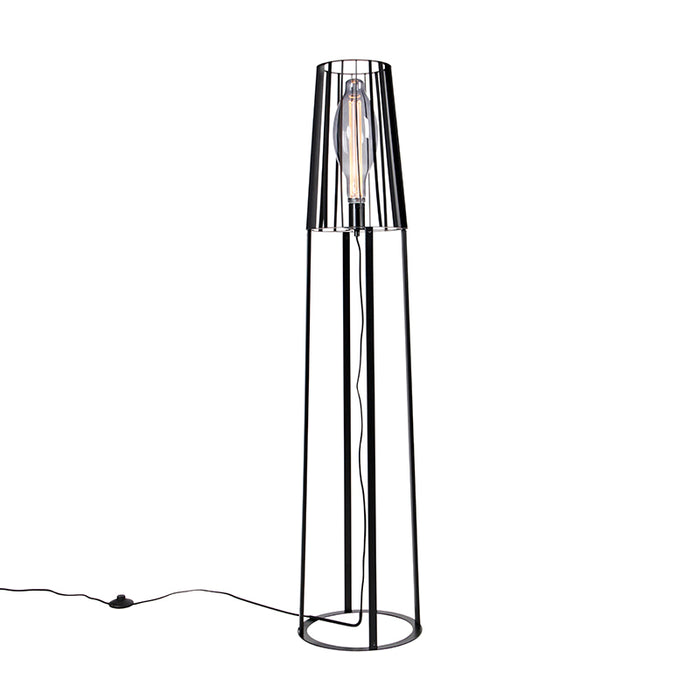 QAZQA Vloerlamp wieza - Zwart - Landelijk - D 32cm