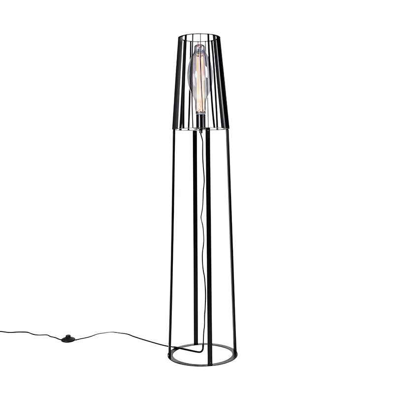 QAZQA Vloerlamp wieza - Zwart - Landelijk - D 32cm