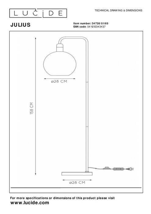 Lucide JULIUS Vloerlamp - Fumé
