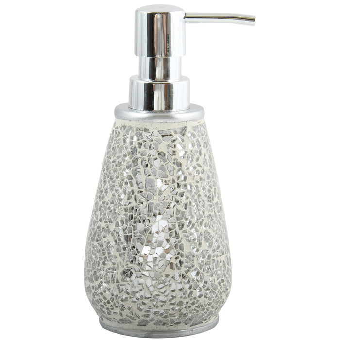 MSV Zeeppompje|dispenser - Scarlett - kunststeen - zilver - 8 x 17 cm