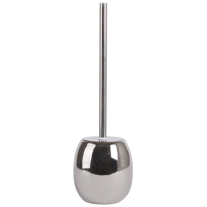 MSV Toilet|WC-borstel houder Kymi - keramiek - zilver - 39 cm