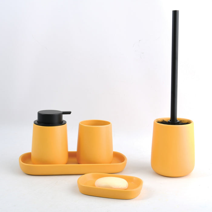 MSV Toiletborstel in houder|wc-borstel Malmo - keramiek - geel|zwart