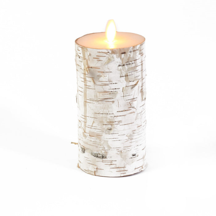 Anna's Collection Stompkaars - 3 st - wit - berkenhout - LED kaarsen