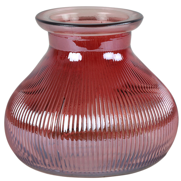 Decostar Bloemenvaas - donkerroze|transparant glas - H12 x D15 cm