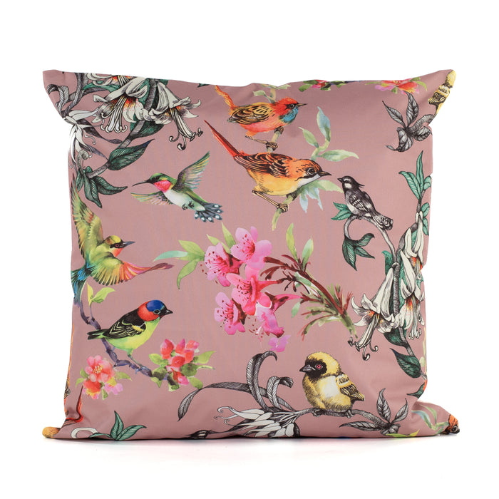 Anna's Collection buitenkussen - bloemenprint - oud roze - 45 x 45 cm