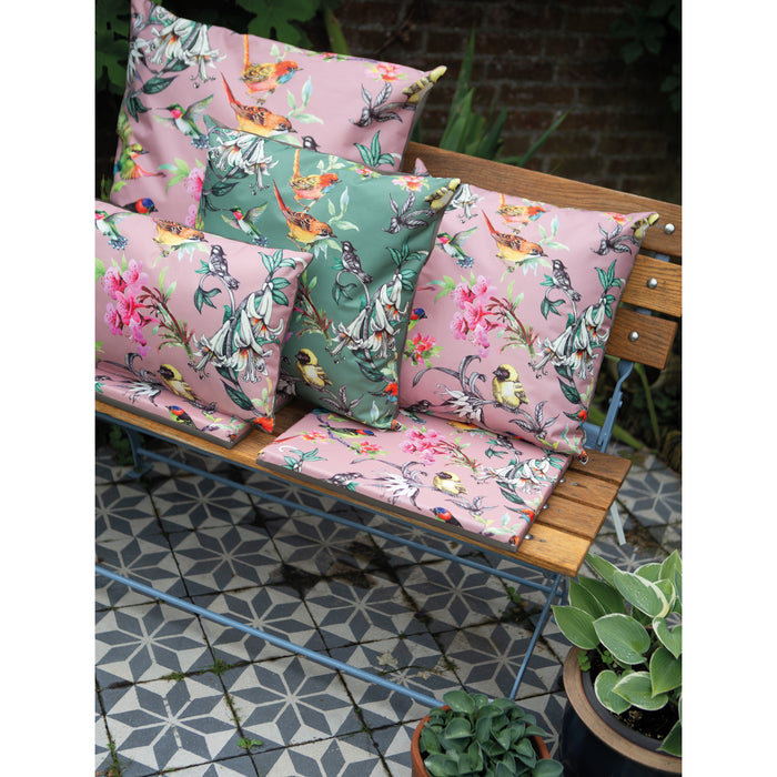 Anna's Collection buitenkussen - bloemenprint - oud roze - 45 x 45 cm