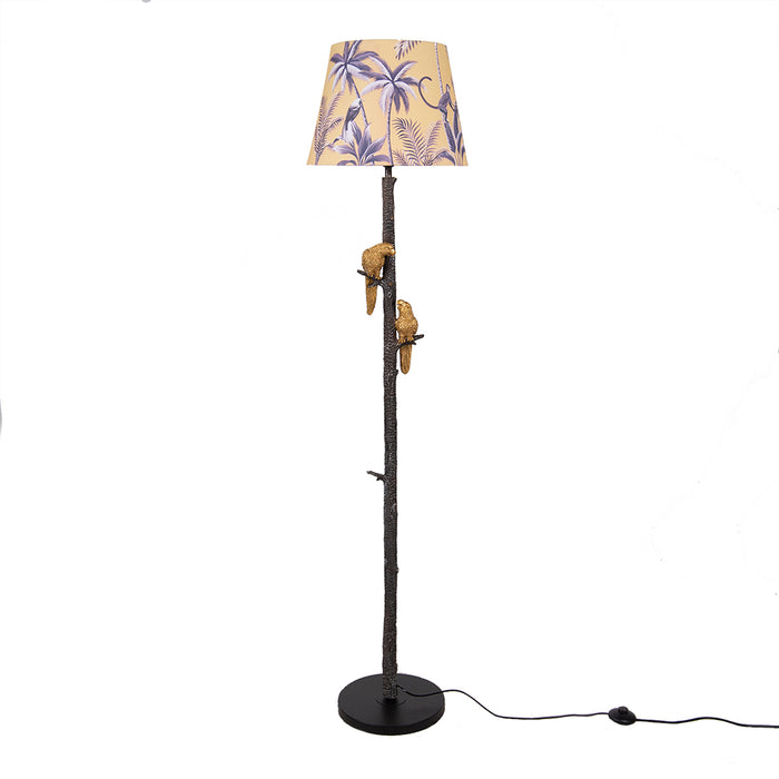 Clayre & Eef Vloerlamp  Ø 37x165 cm  Zwart Goudkleurig Metaal Textiel