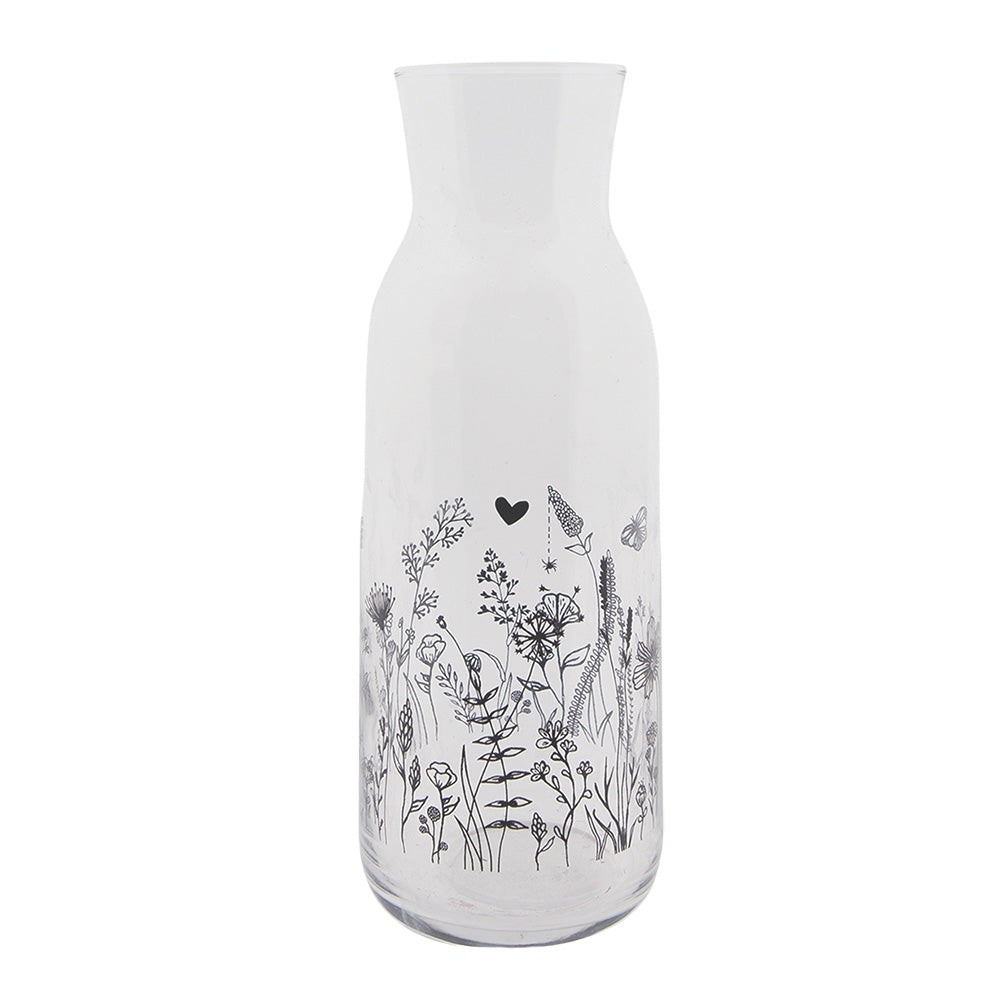 Clayre & Eef Karaf  1000 ml Glas Bloemen Waterkan