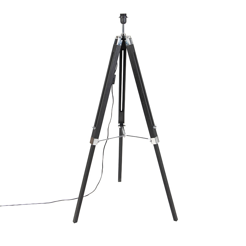 QAZQA Vloerlamp zwart zonder kap - Tripod
