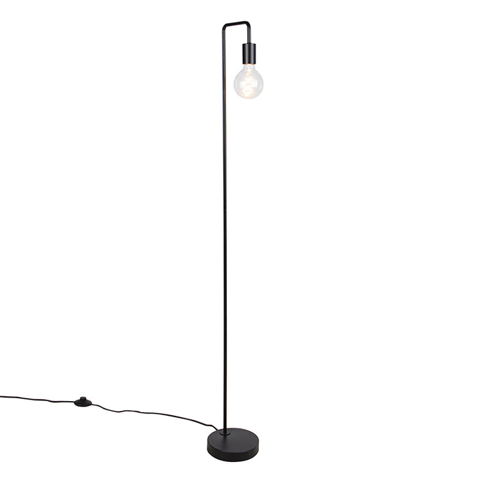 QAZQA Moderne vloerlamp zwart rond 145cm - Facil