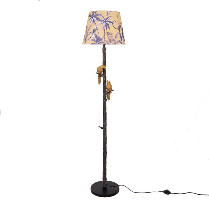 Clayre & Eef Vloerlamp  Ø 37x165 cm  Zwart Goudkleurig Metaal Textiel
